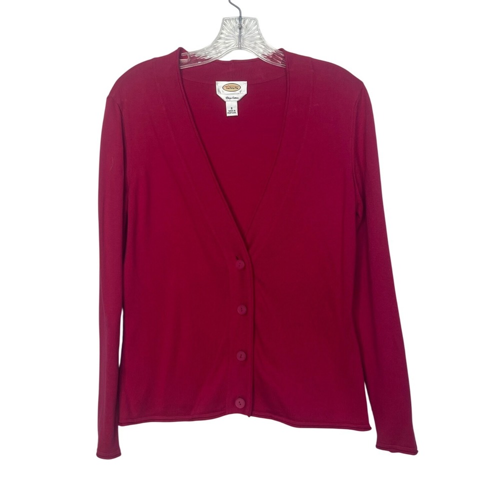 Talbots Cardigan Shirt Womens Small Pink Vneck Pima Cotton Button Front Classic